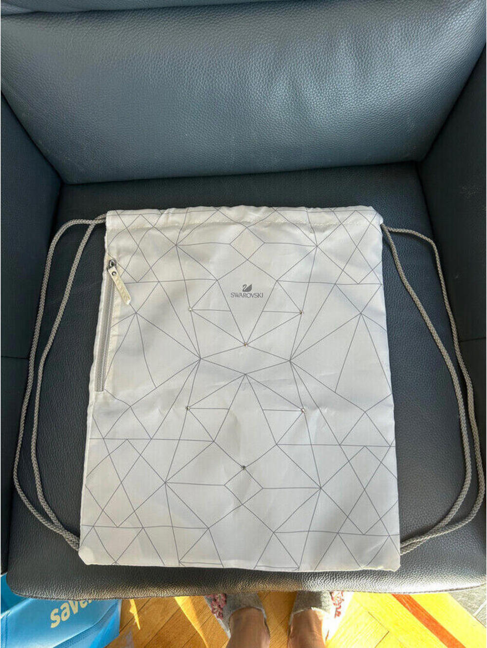 Swarovski Crystal White Drawstring Bag NWOT